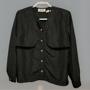 Josephine Vintage Black topSize 10 | Minimalist Long Sleeve Shirt‎ | Classic 80s